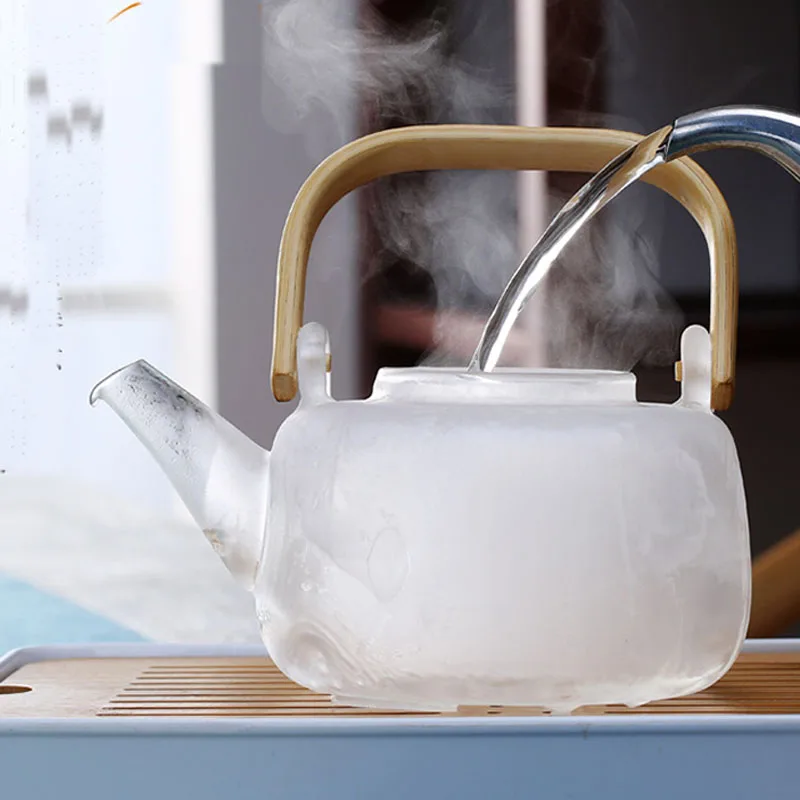 Стеклянный чайник термостойкий из боросиликатного стекла для закипания