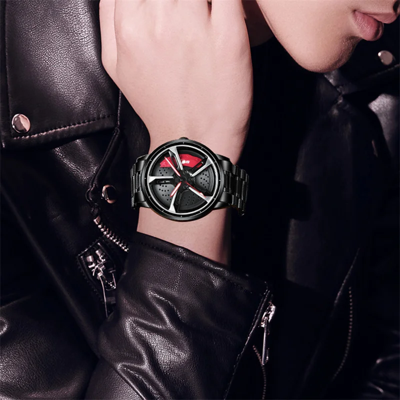 Часы наручные мужские водонепроницаемые Кварцевые спортивные с 3D ремешком на