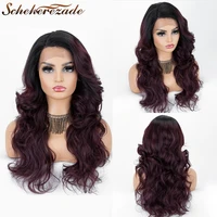 purple lace front wigs synthetic long wavy wigs for black women heat resistant fiber party cosplay lace front wigs scheherezade