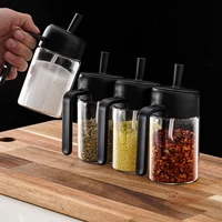 seasoning box glass hand held clear spice container condiment jar with spoon kitchen accessory seasoning jar seasoning organizer