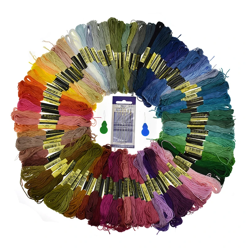 100 шт случайный цвет вышивка нитки для вышивки крестом с 6 Швейные иглы женщин