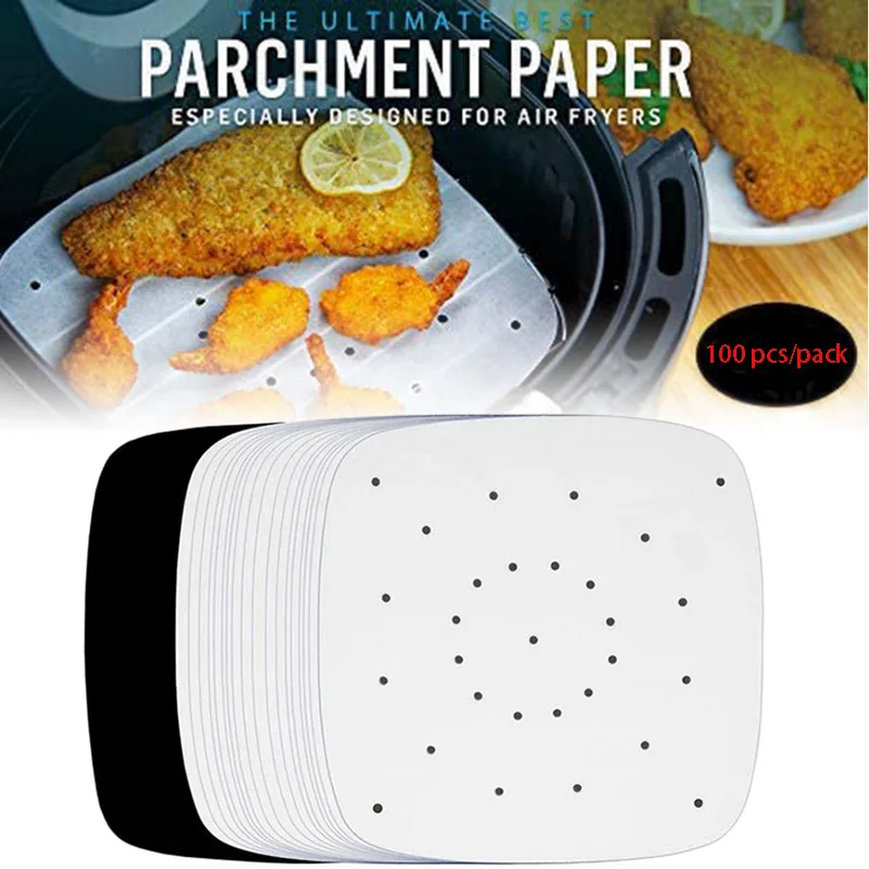 

100PCS Air Fryer Parchment Paper Square Baking Accessories for Airfryer Frying Cooking Baking Barbecue Food