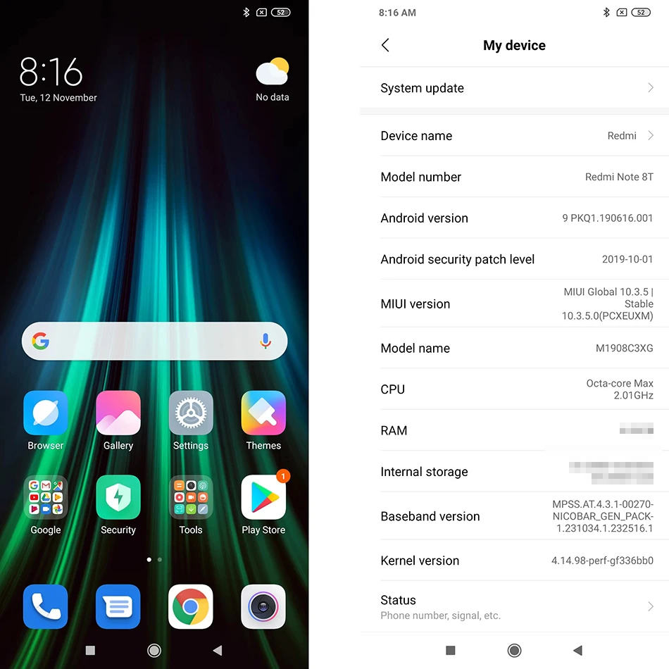 Глобальная версия Xiaomi Redmi Note 8T 3 ГБ ОЗУ 32 Гб ПЗУ NFC мобильный телефон 48MP