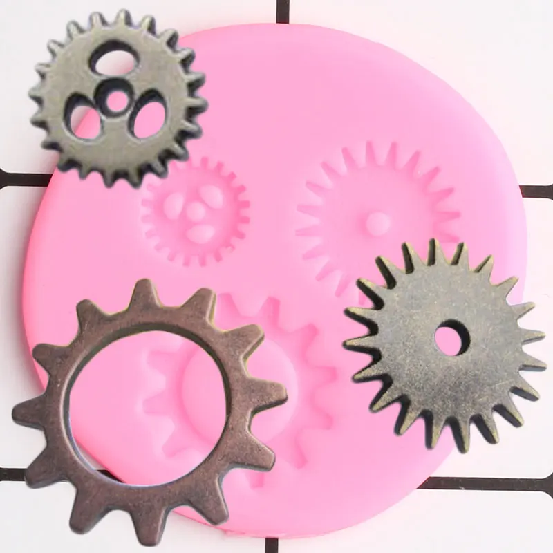 

3D Mechanical Steampunk Gear Silicone Molds DIY Cupcake Topper Fondant Cake Decorating Tools Candy Clay Chocolate Gumpaste Mould