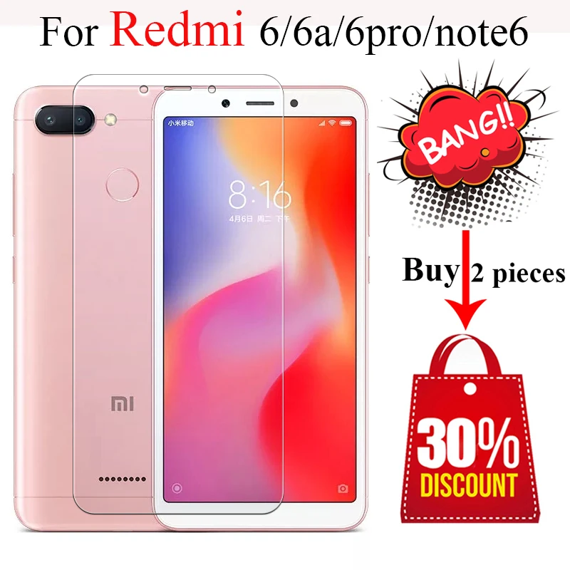Защитное стекло для Xiaomi Redmi 6a pro note 6 Закаленное пленка Readmi Redme Tremp a6 6pro note6 6apro защита