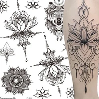 temporary tattoo sticker waterproof black retro hand back pattern tattoo sticker mandala flower clavicle temporary tattoo 1pcs