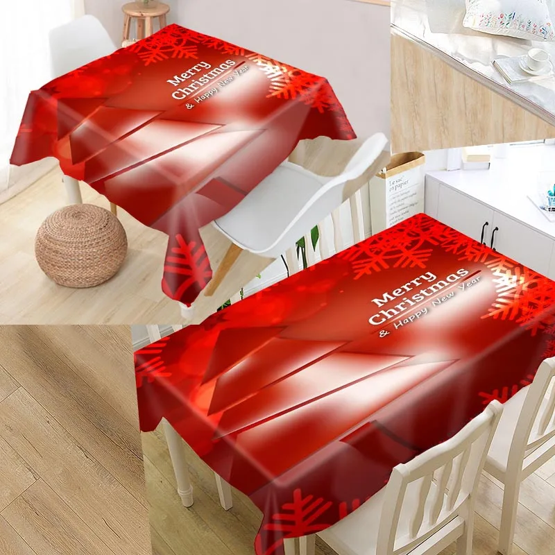 

Christmas Tree Custom Table Cloth Oxford Fabric Rectangular Waterproof Oilproof Table Cover Family Party Tablecloth