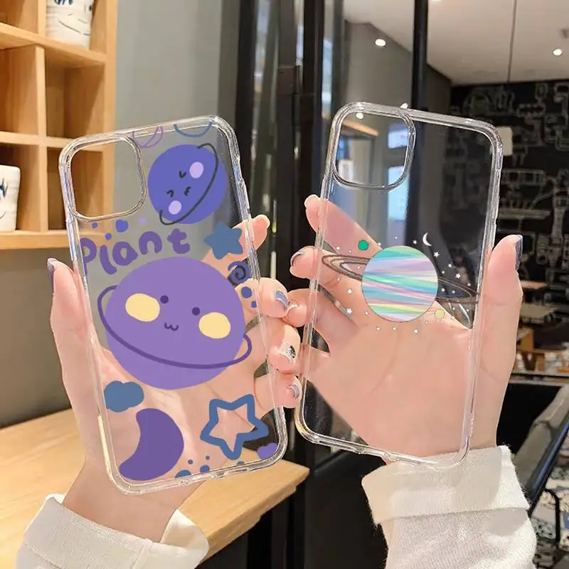 

Astronaut Planet Phone Cases Transparent soft For iphone 5 5s 5c se 6 6s 7 8 11 12 plus mini x xs xr pro max