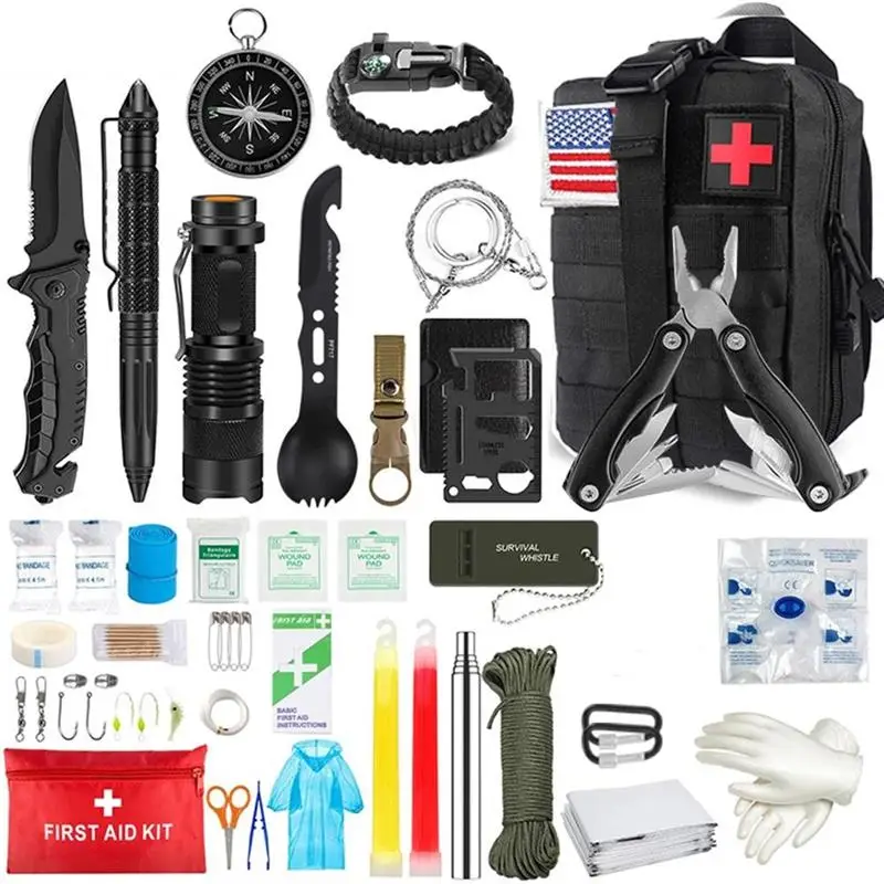 1set 1KG Complete Outdoor Survival Kit Emergency Gear First Aid Compatible Equipment Camping Hunting Kits | Спорт и развлечения