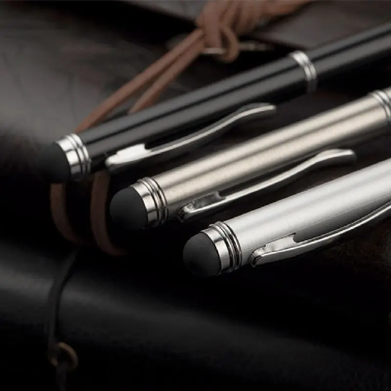 

2 in 1 Capacitive To-uch Screen Stylus Metal Ballpoint Pen for Mobile Phone iPad Writing Tool Office Supplies