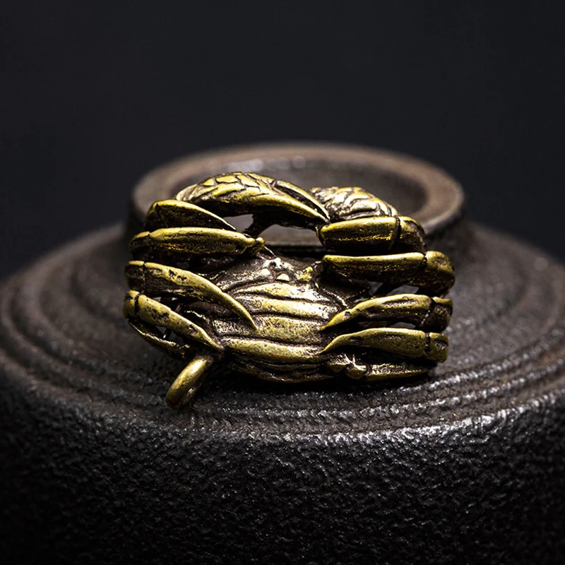 Старинный латунный Мини Краб Брелоки-статуэтки шнурки кулон ювелирные изделия