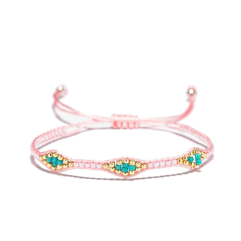 Красный браслет Diffone на удачу женский в богемном стиле Миюки украшенный