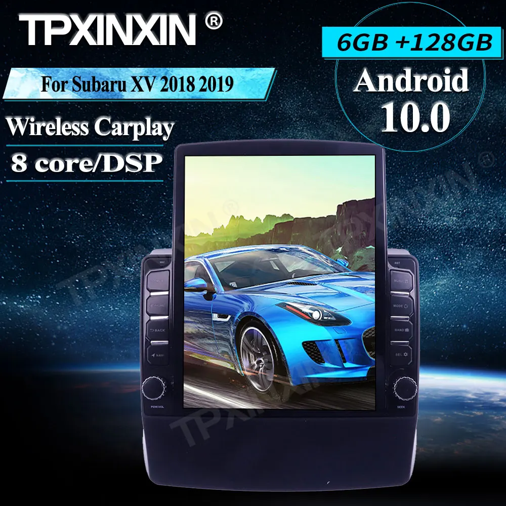 저렴한 자동차 라디오, 스바루 XV 2018 2019 + 테슬라 스타일 안드로이드 6 + 128GB 무선 카플레이 스테레오 수신기 자동차 GPS 네비게이션 라디오 플레이어