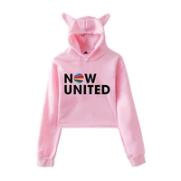 now united sweatshirt girls casual cat cropped hoodies female crop top womens hoodie better now united lyrics pullover clothes