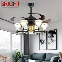 bright ceiling fan with led light black remote control 220v 110v home decorative for living room bedroom restaurant