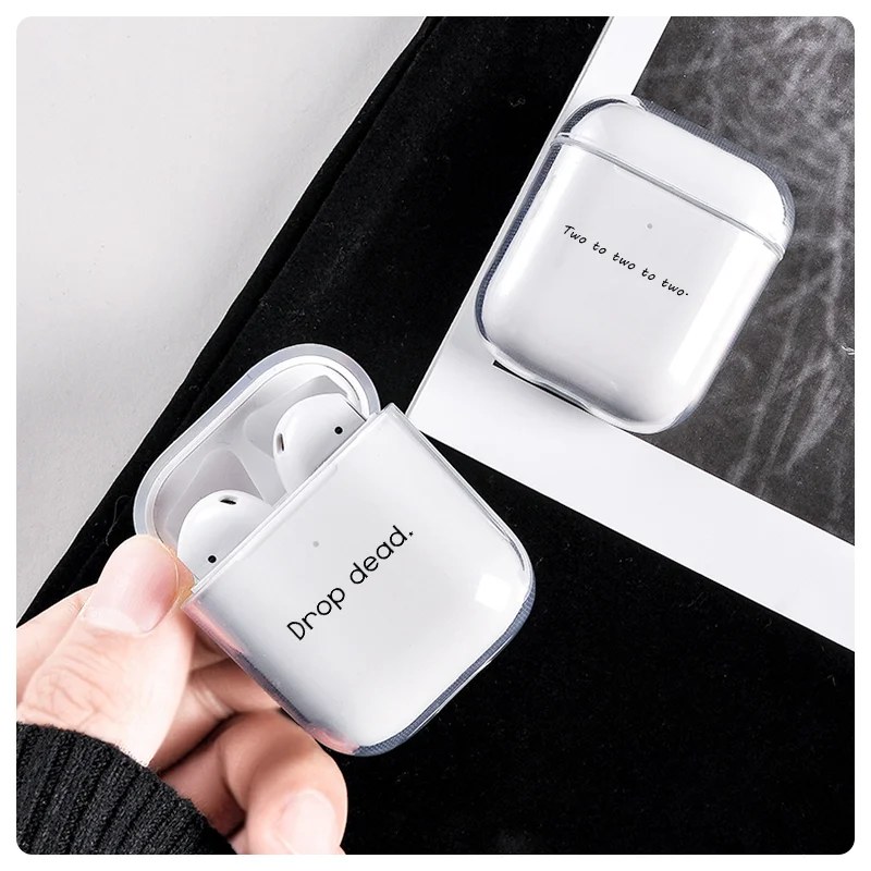 Простой Прозрачный чехол с надписью s для Airpods мягкий силиконовый Apple Air pods 1 2