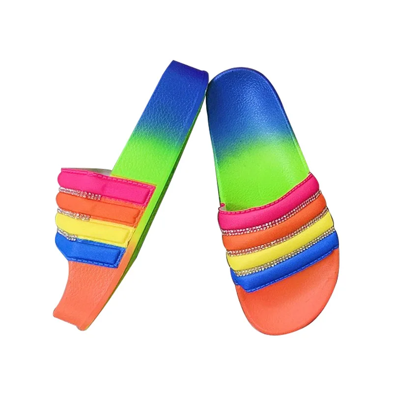 

Women slippers 2021 fashion crystal candy color women summer shoes non-slip flats women beach slippers outdoor sandals