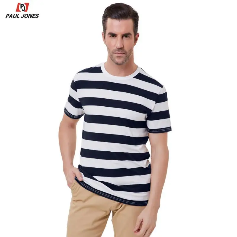 Мужские классические полосатые футболки с коротким рукавом от PAUL JONES PJ Летние
