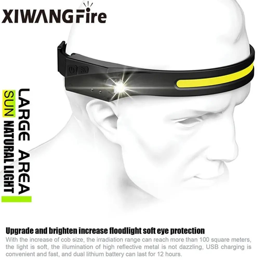 

Charging Induction Headlight LED Headlamp Sensor Flashlight Work Waterproof USB Camping Hiking Lamp Outdoor Light Rechargea P2I5