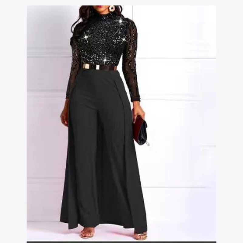

Kanga Clothing Patchwork Sequined Jumpsuits Dress Women's Plus Size Autumn Elegant Evening Party Jumpsuit Fashion Clothes Africa