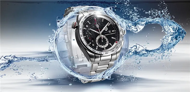 PAGANI Роскошные Брендовые спортивные часы с хронографом мужские Reloj Hombre Водонепроницаемые кожаные кварцевые часы черные часы Relogio Masculino