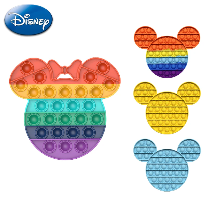 Disney Kawaii Микки Маус Непоседа игрушки пуш ап поп пузырь сенсорными Антистресс