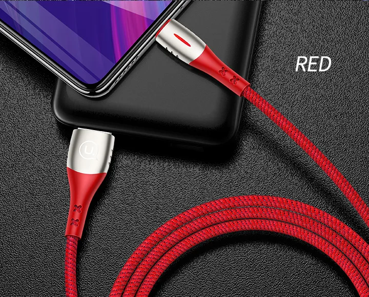 USAMS кабель Micro USB Smart power off Micro USB 3,0 светодиодный кабель QC 3,0 кабель для быстрой зарядки для Android Xiaomi huawei кабель Microusb