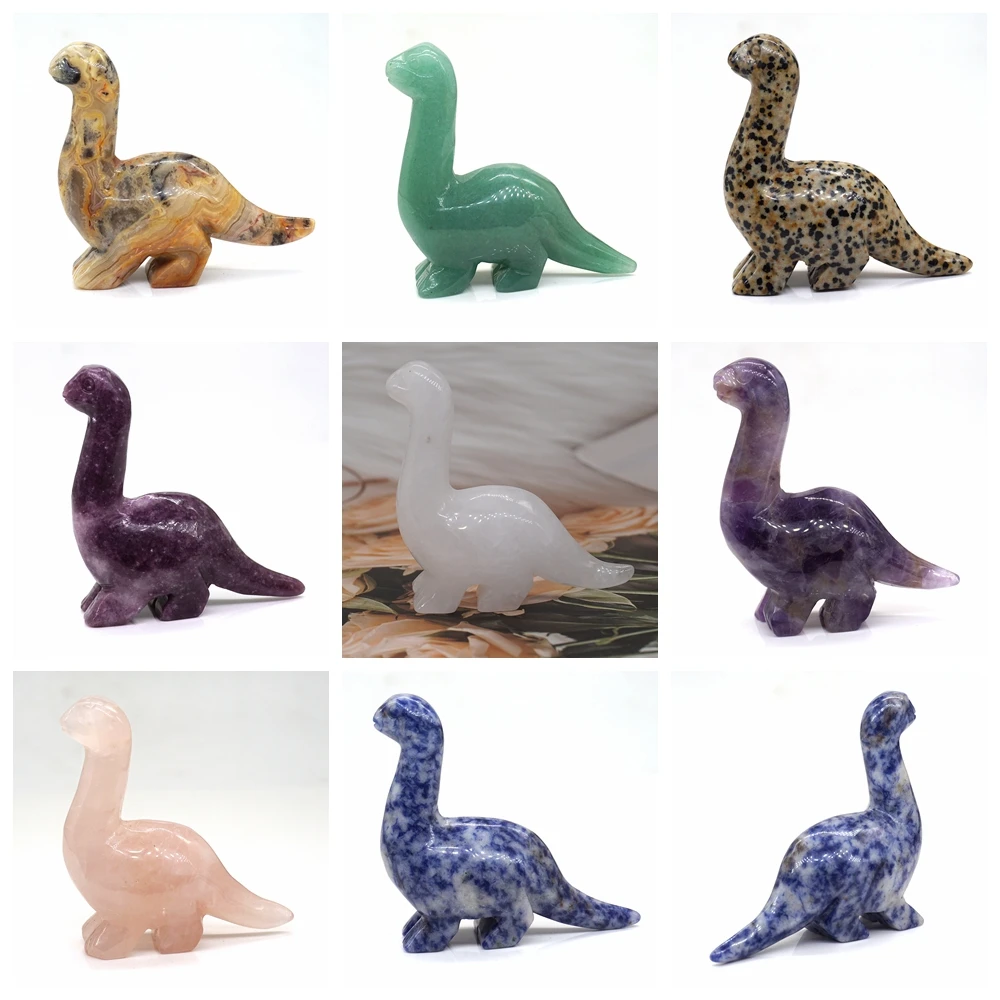 

2.7" Dinosaur Stone Carving Figurine Healing Crystal Diplodocus Statue Home Decoration Natural Gemstone Craft Gift Room Ornament