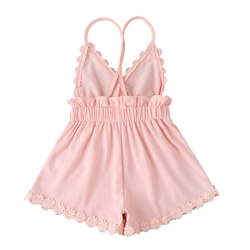 

Fashion Kids Girls Romper One Piece Clothes Sleeveless V-neck Flower Romper Jumpsuit Summer Baby Backless Rompers Jumpsuit