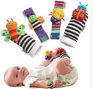 Baby rattle toys socks Wrist Rattle and Foot Socks Animal Cute Cartoon Baby Socks wrist strap Baby playing warm socks