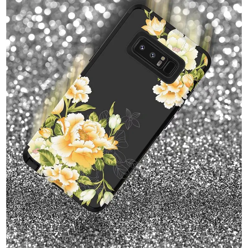Роскошный чехол 3 в 1 для samsung S10 Note 8 9 S9 Plus жесткий чехол для телефона с цветочным узором Дизайн ПК силиконовый бампер противоударный чехол