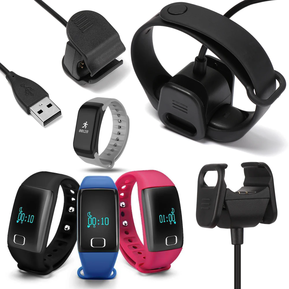 Сменный USB кабель для зарядки умных часов Fitbit Charge 2/3/4 Xiaomi 5 с зажимом браслета