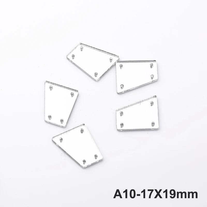 A10-17X19mm RESEN формы смешивания Пластиковые акриловые зеркальные пришитые Стразы с отверстиями с плоской задней стороной кристалл акриловый камень для пришивания для сценического костюма - Цвет: A10-17X19mm
