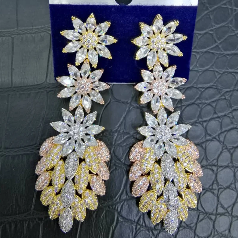 GODKI известный бренд в нигерийском стиле цветок лист трендовые длинные серьги