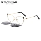 Женские солнцезащитные очки для близорукости TANGOWO cateye, поляризационные очки 2 в 1 из сплава, очки по рецепту, магнитные модные очки FN19001, 2021