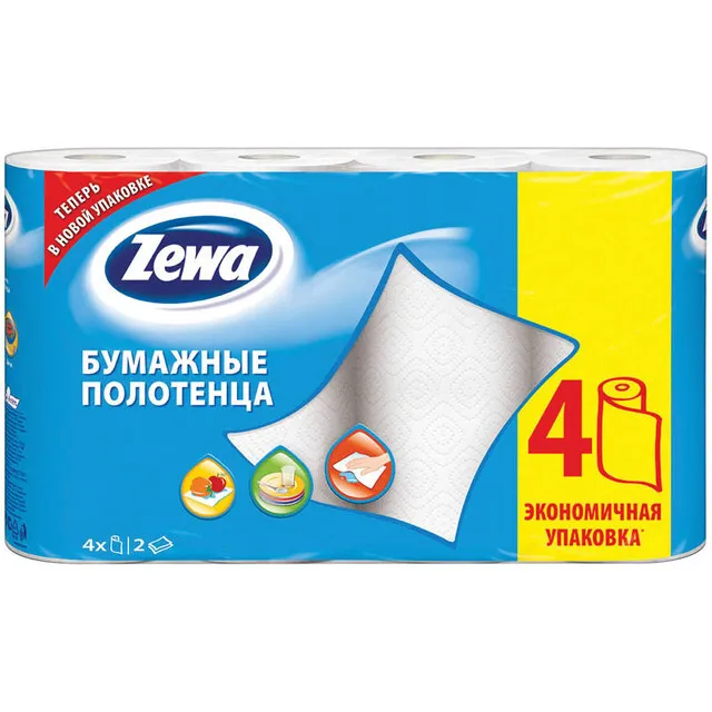 Zewa Кухонные полотенца двухслойные белые 4 шт | Дом и сад