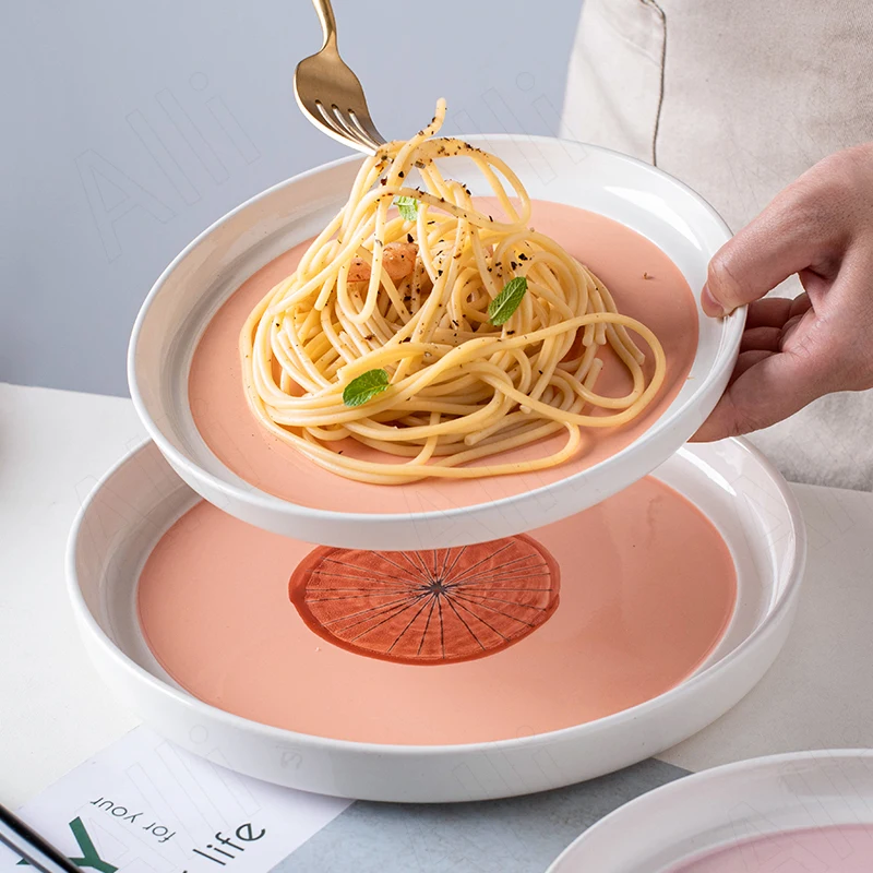 Современная керамическая тарелка для столовой настольные тарелки-спагетти