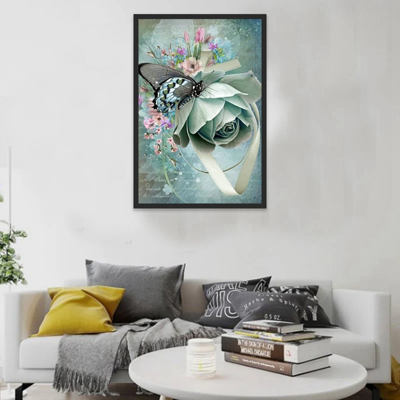 Diy Diamond Painting Flower Picture Full Square Mosaic Resin Embroidery Butterfly | Дом и сад