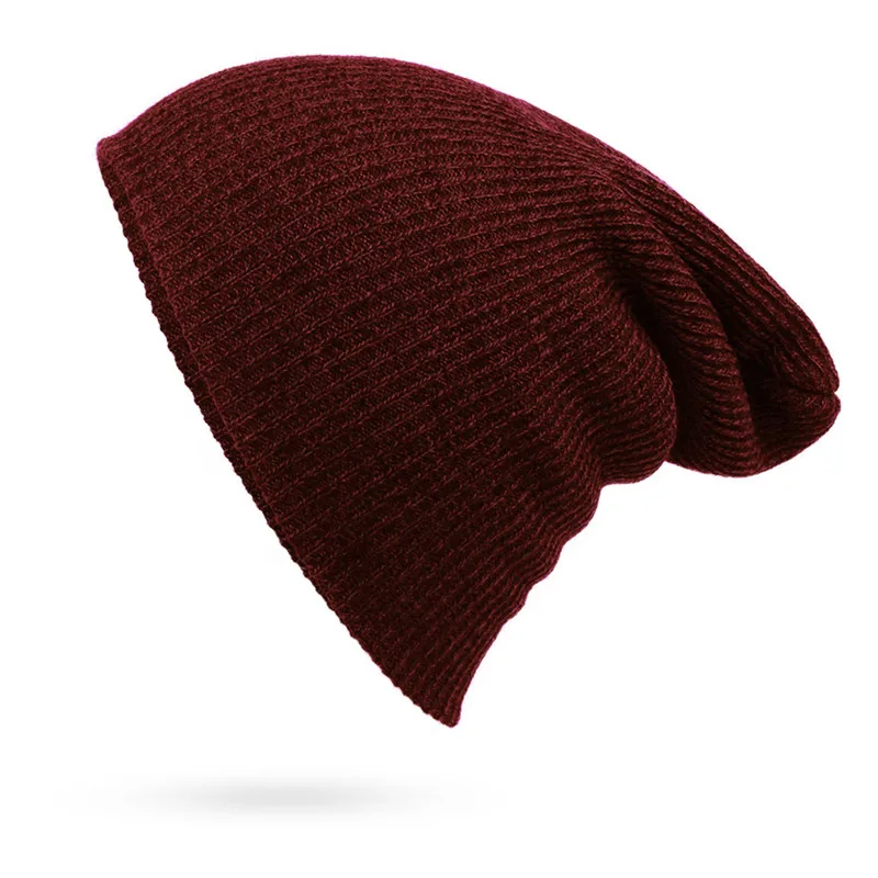 Red wine Skullies Beanies, зимние шапки для мужчин, шарф, вязаная шапка для женщин и мужчин, теплая мягкая Балаклава для шеи, шапка бини, зимняя шапка - Цвет: Red wine