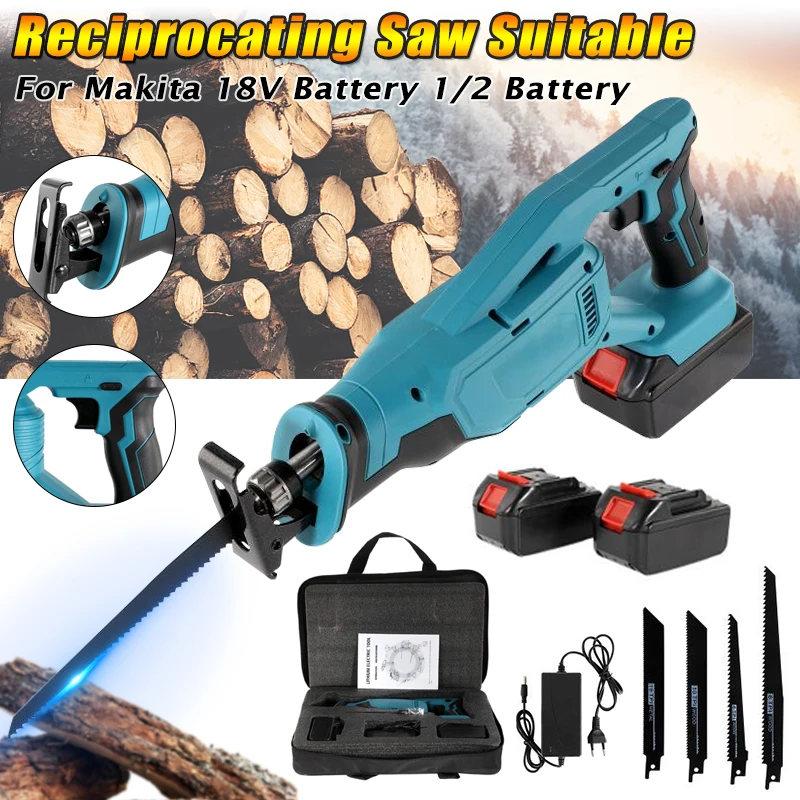 

18V Electric Saw Machine Lithium Battery Rechargeable Saber Saw Reciprocating Saw 2 Makita Battery 1Charger Portable Logging Saw