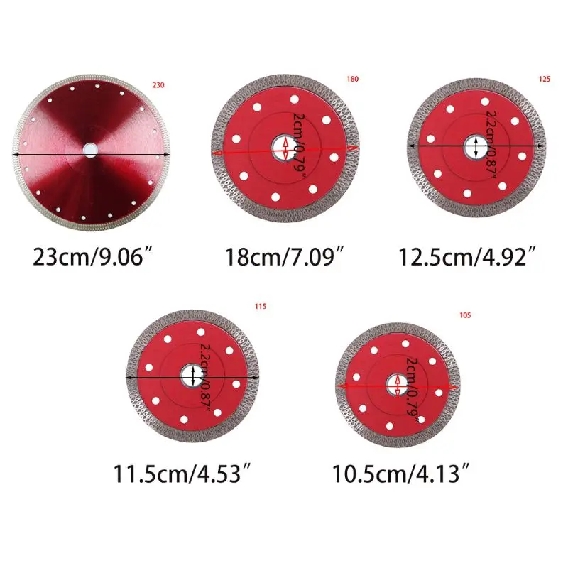 

105/115/125/180/230mm Diamond Ceramic Circular Red Disc Saw Blade Porcelain Cut 193B wholesales