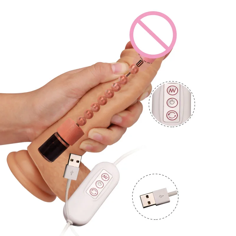 USB вращающийся фаллоимитатор вибратор для женщин Sextoy большой Фаллус