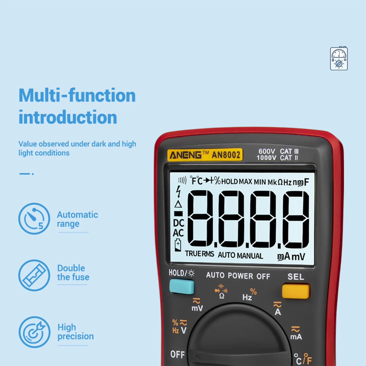 ANENG AN8002 Digital Multimeter 6000 Counts Multimetro Multitester Profesional Transistor Capacitor Tester lcr esrmeter |