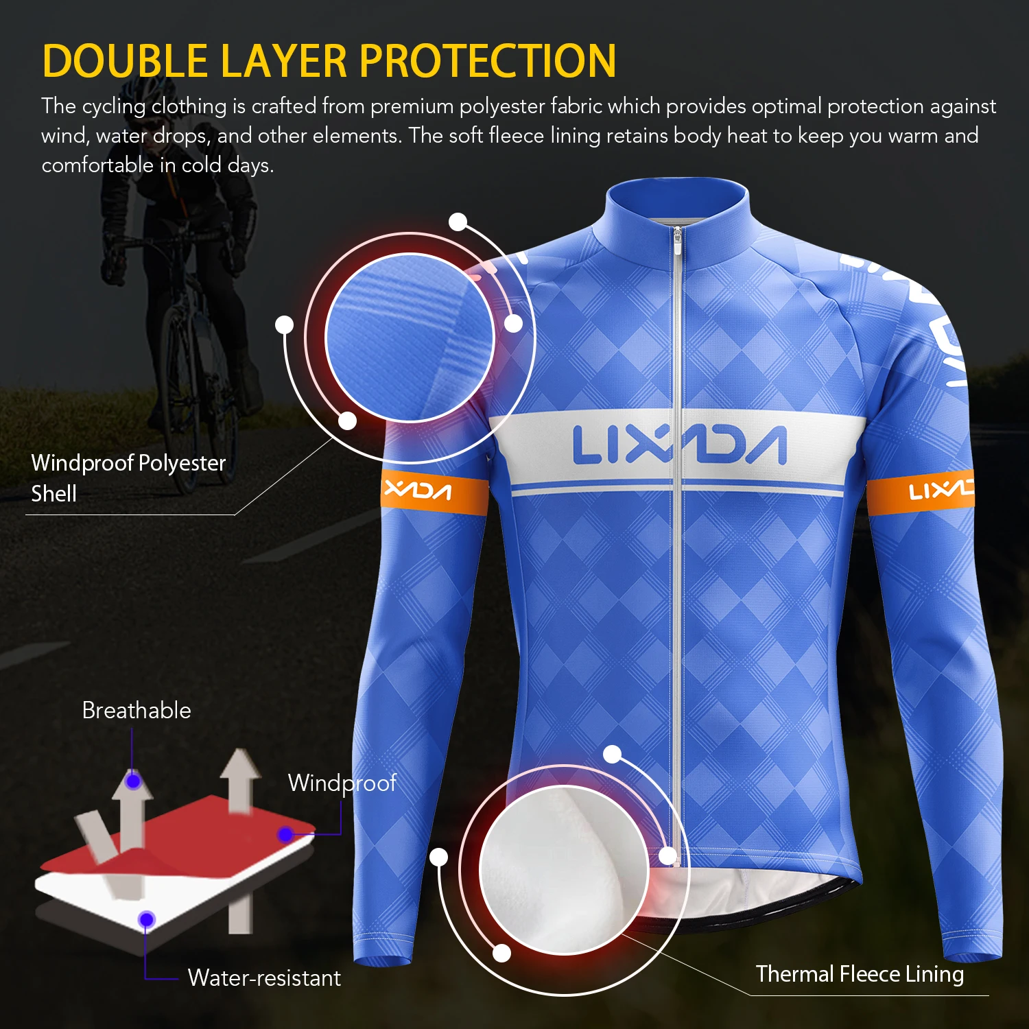 Man Cycling Clothes Set Windproof Long Sleeve Bicycle Jersey 3D Padded Pants Outdoor Running Sports Activewear Sportswear | Спорт и