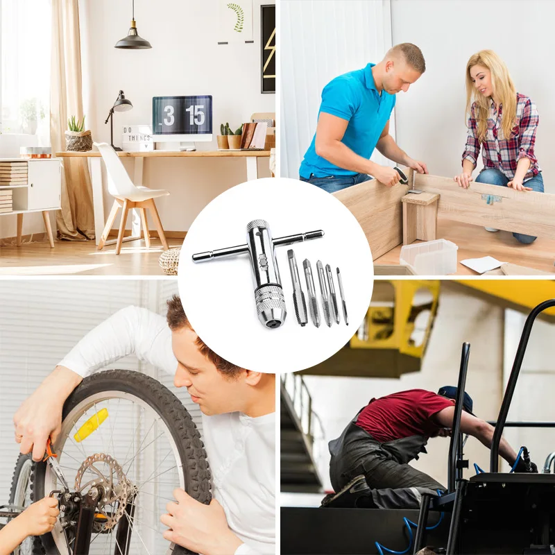 Зажимной ключ с трещоткой регулируемая T образная рукоятка 5 шт. стандартных