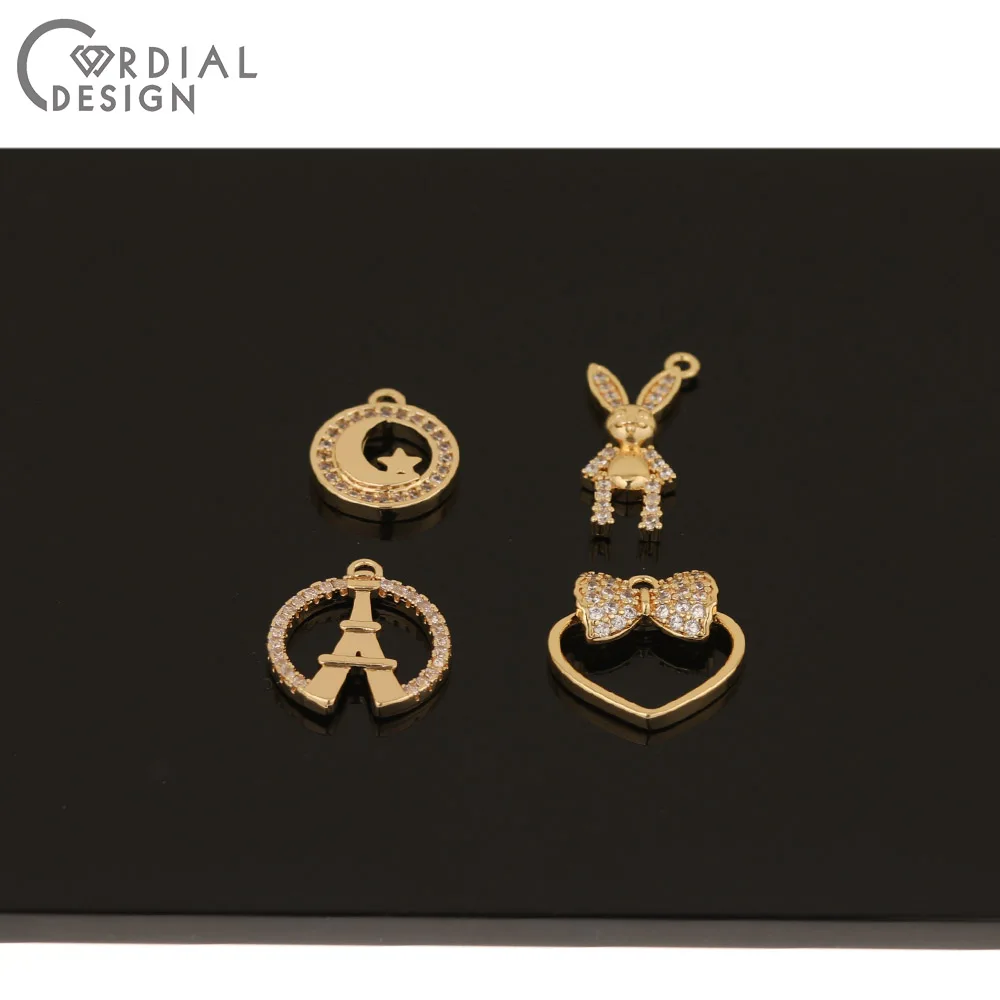 

Cordial Design 20Pcs Earrings Accessories/Hand Made/DIY CZ Charms/Connectors/Genuine Gold Plating/Jewelry Findings & Components