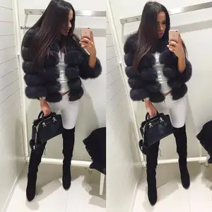 Шуба женская из искусственного лисьего меха, зимняя, теплая, средней длины