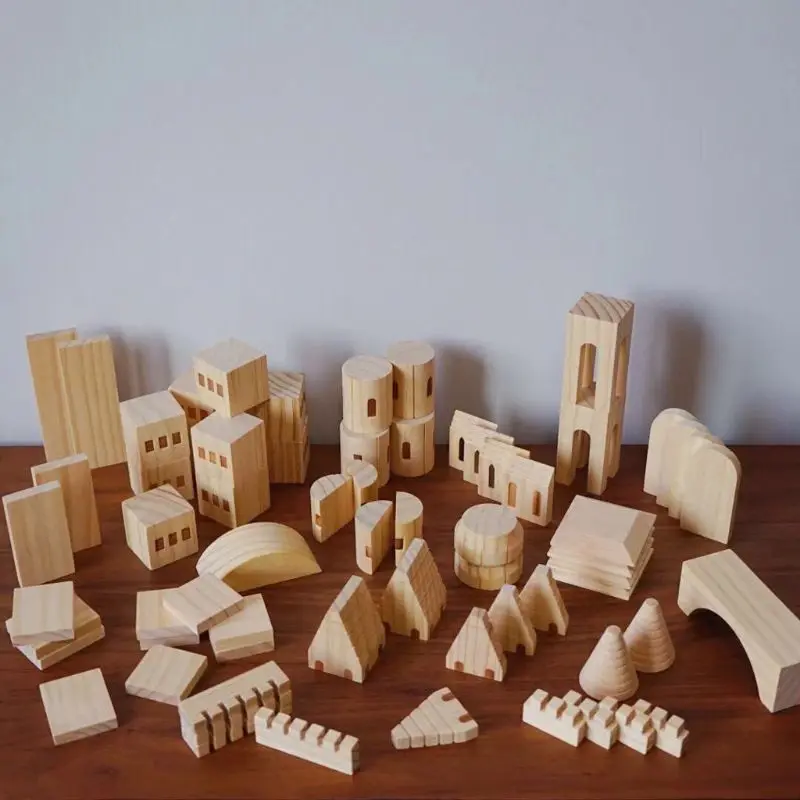 

75pcs/set Children Wooden Castle Building Blocks Kids Intellectual Puzzle Early Education Toys