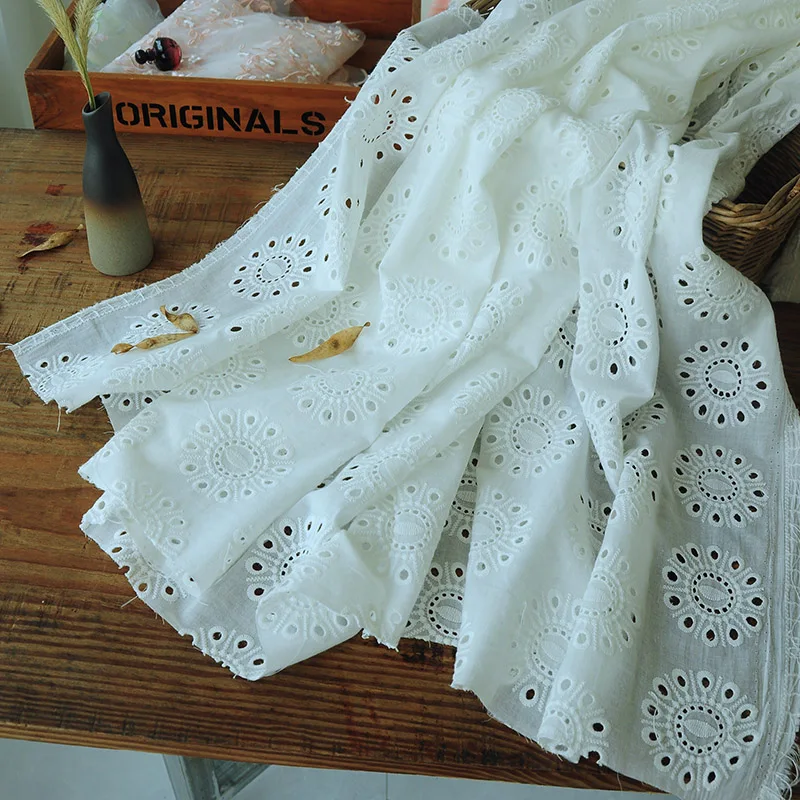 

130x50cm 11 kinds be choose Cotton cloth embroidery Hollow lace floral cloth handmade sewing skirt clothing fabric for dress