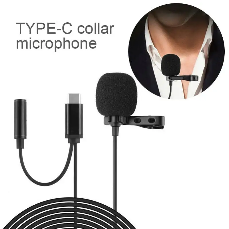 

Mini TypeC Microphone with Headphone Jack for Portable Clip-on Lapel Microphone Fit for Android Smartphone Camera PC Laptops
